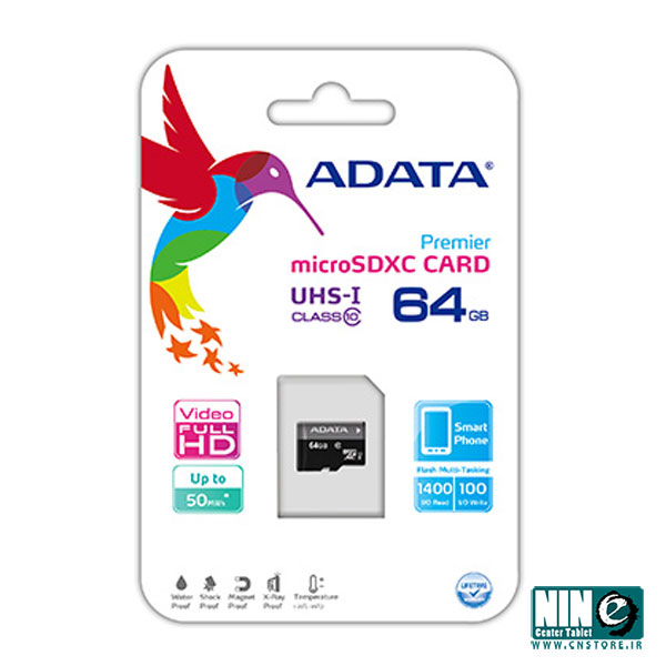  کارت حافظه‌ microSDXC اي ديتا مدل Premier کلاس 10 استاندارد UHS-I U1 سرعت 50MBps ظرفيت - 64 گيگابايت