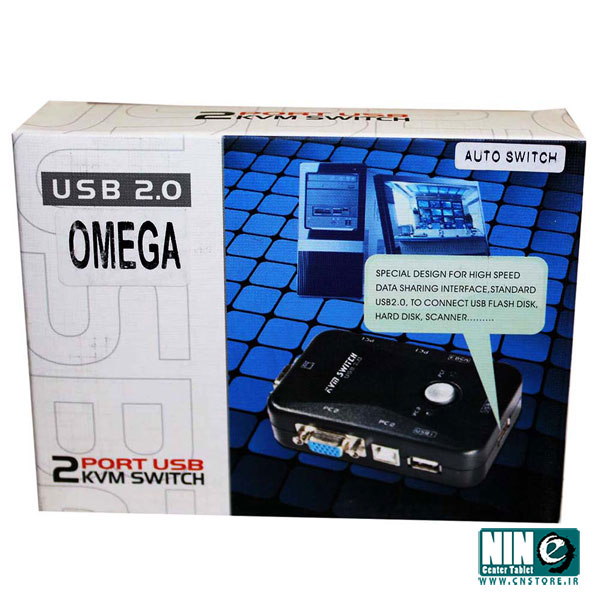  سوییچ KVM دو پورت USB مدل OMEGA به همراه دو کابل KVM
