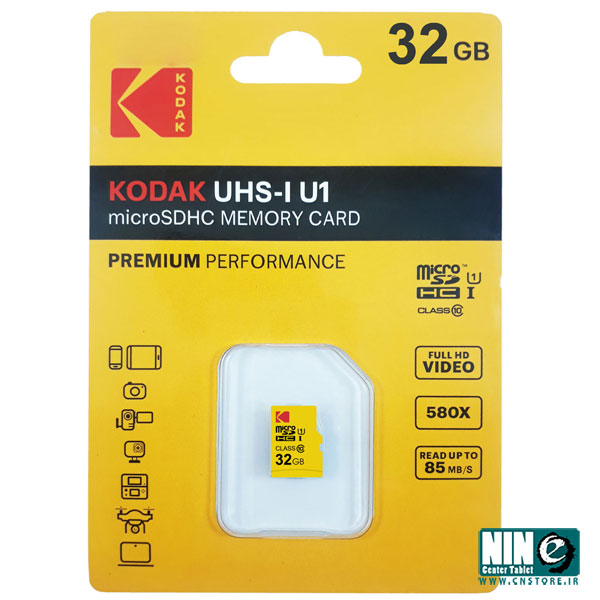  کارت حافظه microSDHC کداک مدل Premium Performance کلاس 10 استاندارد UHS-I U1 سرعت 85MBps ظرفیت 32 گیگابایت