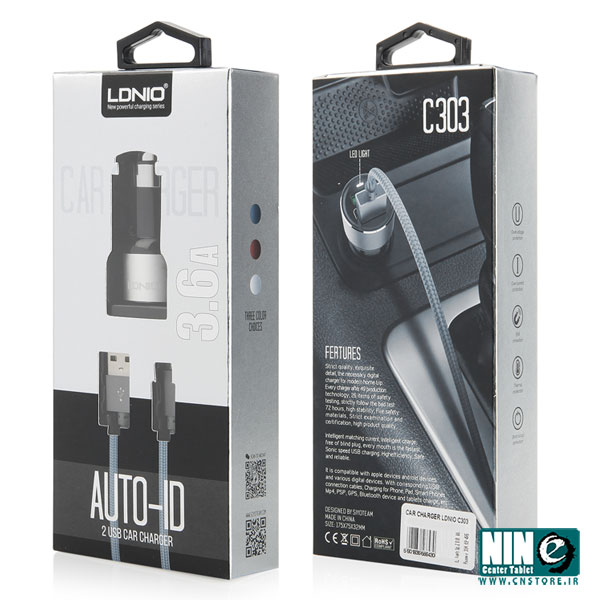  شارژر فندکي الدينيو مدل C303 همراه با کابل microUSB