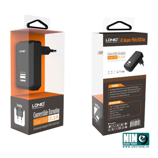  شارژر دیواری 2.1 آمپر LDNIO با دو پورت USB مدل DL-AC60