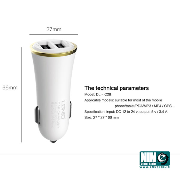  شارژر فندکی خودرو LDNIO با دو پورت USB به همراه کابل میکرو USB