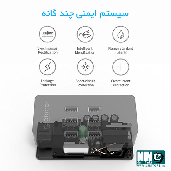 شارژر گوشی رومیزی چهار پورت 20 وات اوریکو مدل DCV-4U