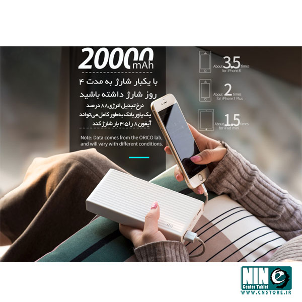  شارژر همراه اوریکو مدل K10000 ظرفیت 10000 میلی آمپر ساعت به همراه تکنولوژی شارژ سریع 
