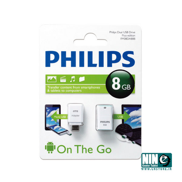 فلش مموری USB فیلیپس مدل پیکو ادیشن FM08DA88B/97 ظرفیت 8 گیگابایت همراه با مبدل OTG 