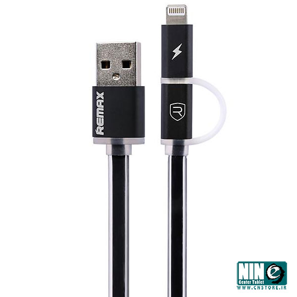  کابل تخت تبديل USB به microUSB و لايتنينگ ريمکس مدل Aurora به طول 100 سانتي متر