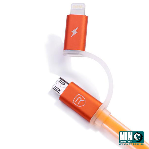  کابل تخت تبديل USB به microUSB و لايتنينگ ريمکس مدل Aurora به طول 100 سانتي متر