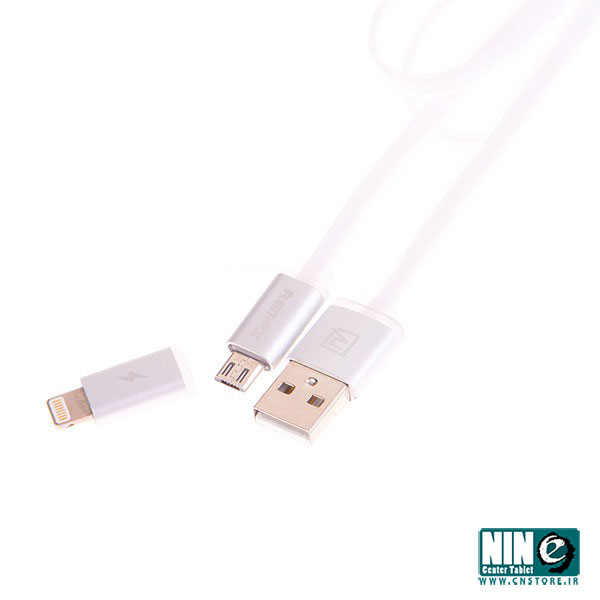  کابل تخت تبديل USB به microUSB و لايتنينگ ريمکس مدل Aurora به طول 100 سانتي متر