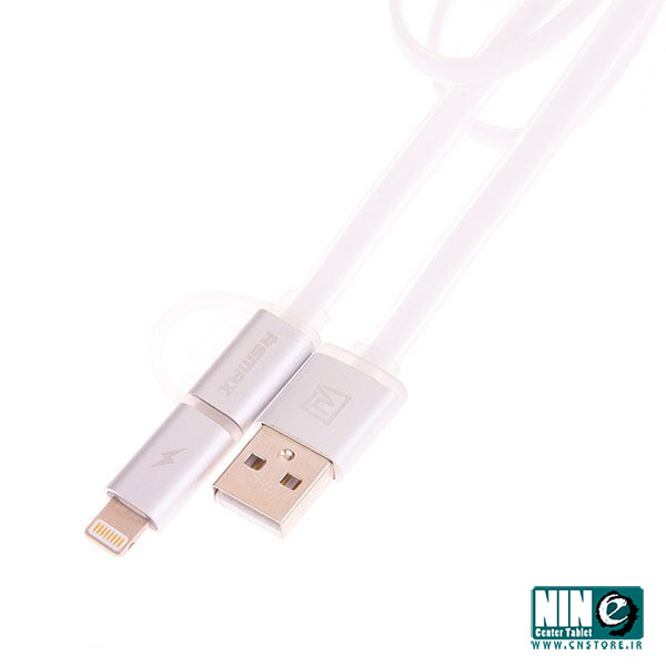  کابل تخت تبديل USB به microUSB و لايتنينگ ريمکس مدل Aurora به طول 100 سانتي متر