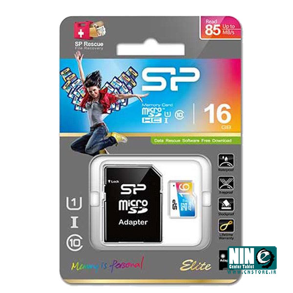  کارت حافظه رنگی سیلیکون پاور مدل Elite کلاس 10 استاندارد UHS-I U1 سرعت85MBps همراه با آداپتور تبدیل - 16GB