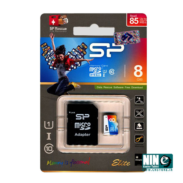  کارت حافظه رنگی سیلیکون پاور مدل Elite کلاس 10 استاندارد UHS-I U1 سرعت85MBps همراه با آداپتور تبدیل - 8GB