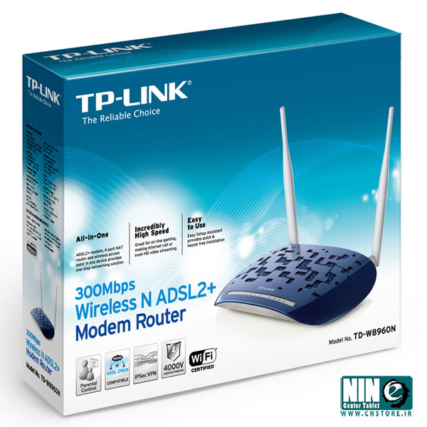  مودم روتر +ADSL2 بی‌ سیم N300 تی پی-لینک مدل TD-W8960N