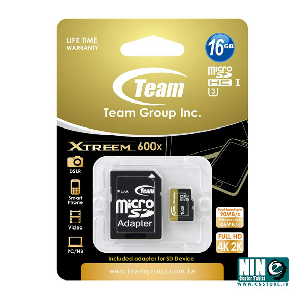  کارت حافظه تیم گروپ microSD 16GB UHS-I U3 Xtrem 600X With Adapter