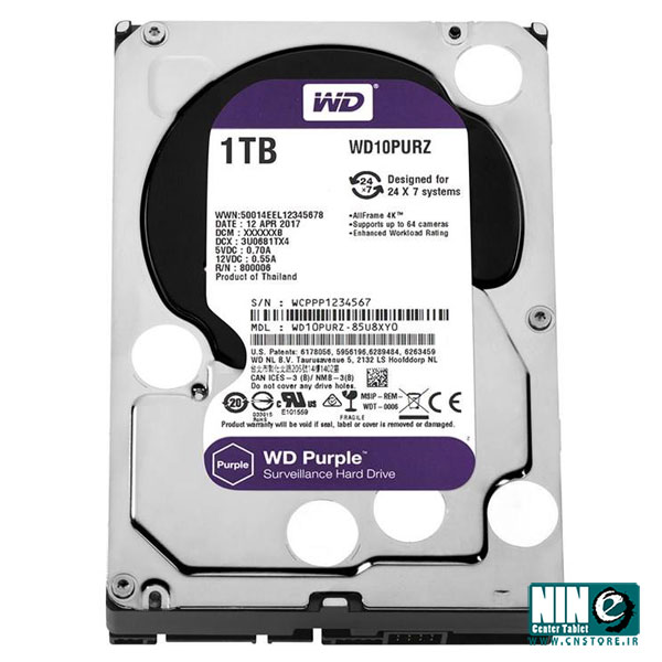  هارددیسک اینترنال وسترن دیجیتال مدل Purple WD10PURZ ظرفیت 1 ترابایت