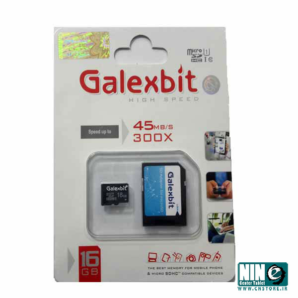  کارت حافظه گلکسی بیت کلاس 10 استاندارد UHS-I U1 سرعت 45MBps همراه با آداپتور SD ظرفیت 16 گیگابایت