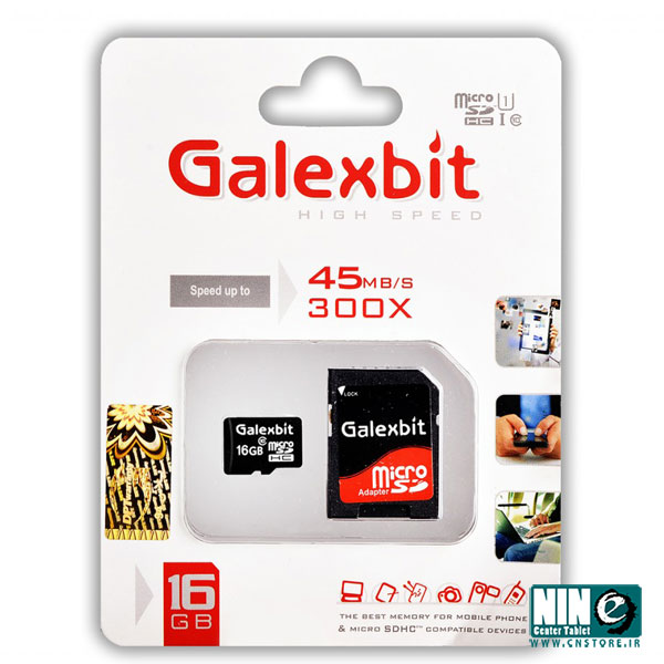  کارت حافظه گلکسی بیت کلاس 10 استاندارد UHS-I U1 سرعت 45MBps همراه با آداپتور SD ظرفیت 16 گیگابایت