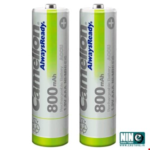 Camelion AlwaysReady - New Version 800mAh Rechargeable AAA Battery Pack of 2