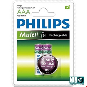 Philips MultiLife Reday-to-Use NiMH 800mAh Rechargeable AAA Battery Pack Of 2