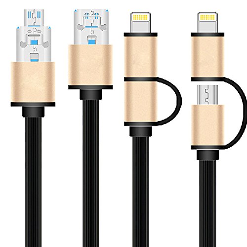 کابل تخت تبدیل USB به لایتنینگ و microUSB مجیک به طول 1 متر با قابلیت شارژ کردن 