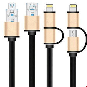 Magic 2 In 1 Flat USB To microUSB and Lightning Cable 1m