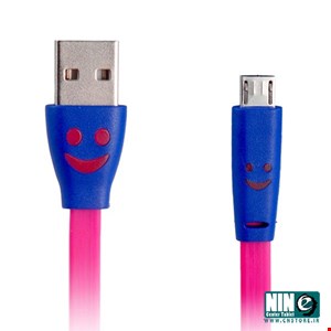 Smiley Face Flat MicroUSB Data Cable with Light for charger