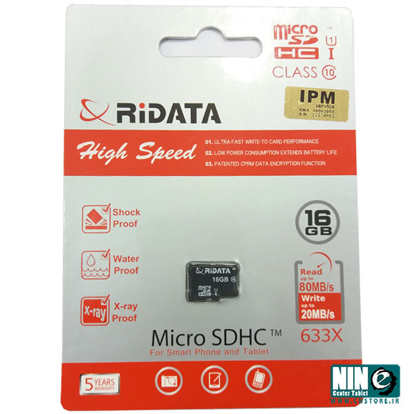 کارت حافظه microSDHC ري ديتا مدل High Speed کلاس 10 استاندارد UHS-I U1 سرعت 85MBps 633X ظرفيت 16 گيگابايت